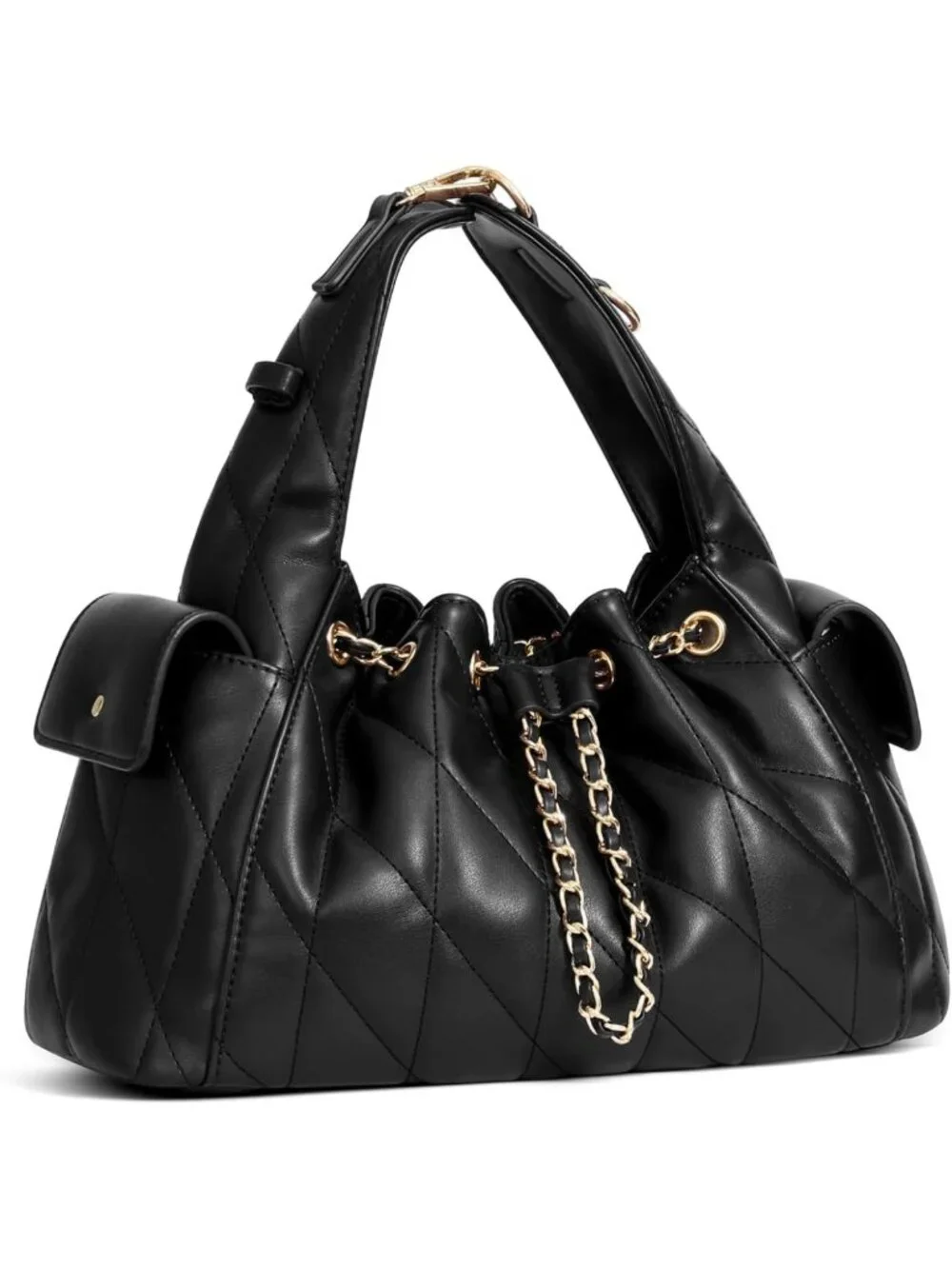 Quilted Leather Tote Bag for Women, Soft Slouchy Hobo Purse with Adjustable